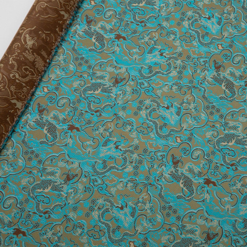 Nishijin Ori Brocade Fabric: Dragon Flowers, Japanese Style (57"W)