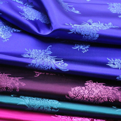 Silk Brocade Fabric: Peony Flower Design, Chinese Wedding Fabric