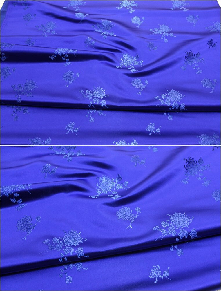 Tissu brocart chrysanthème : Revêtement d'ameublement Cheongsam de style folklorique (largeur 29,5")