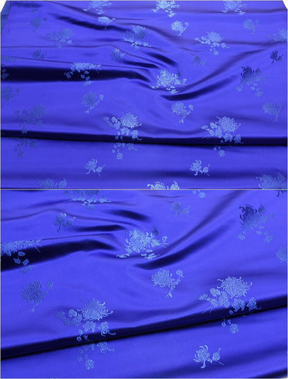 Tissu brocart chrysanthème : Revêtement d'ameublement Cheongsam de style folklorique (largeur 29,5")