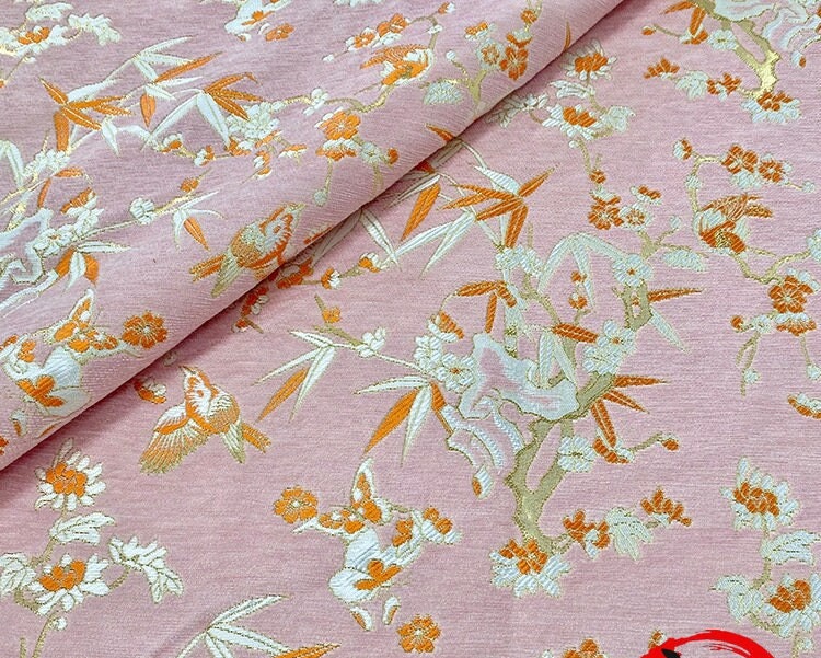 Red Jacquard Chenille Fabric: Floral Upholstery, Costume, Decor (by the Meter)