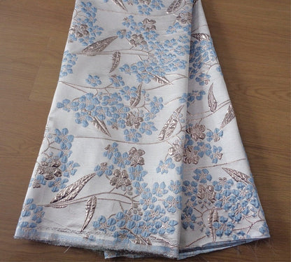 Gold Thread Jacquard Fabric: 3D Vintage Floral Upholstery, 55"W