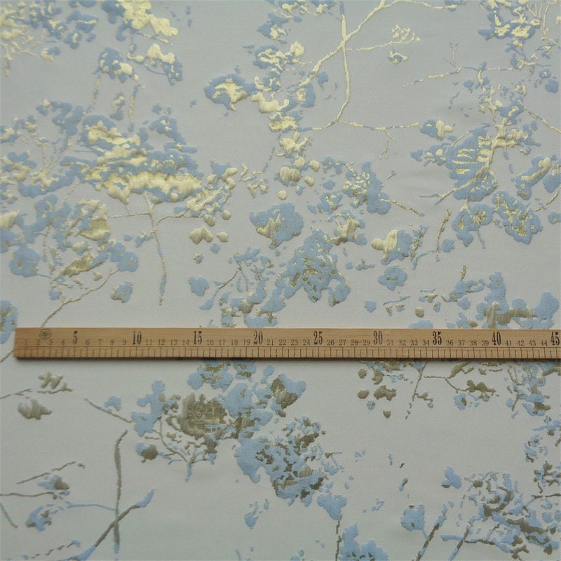 Gold Thread Floral Jacquard Fabric: 55" Wide Designer Upholstery