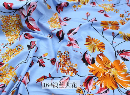 Floral Chiffon Fabric: 4-Way Stretch Polyester Satin, 59" Wide
