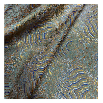 Dark Green Brocade Fabric ��� Wave & Cloud Rayon Ble"W, By The Meter)