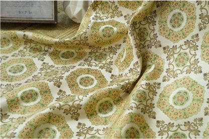 Brocade Fabric: 65"W Mongolian Floral Polyester Sewing Material