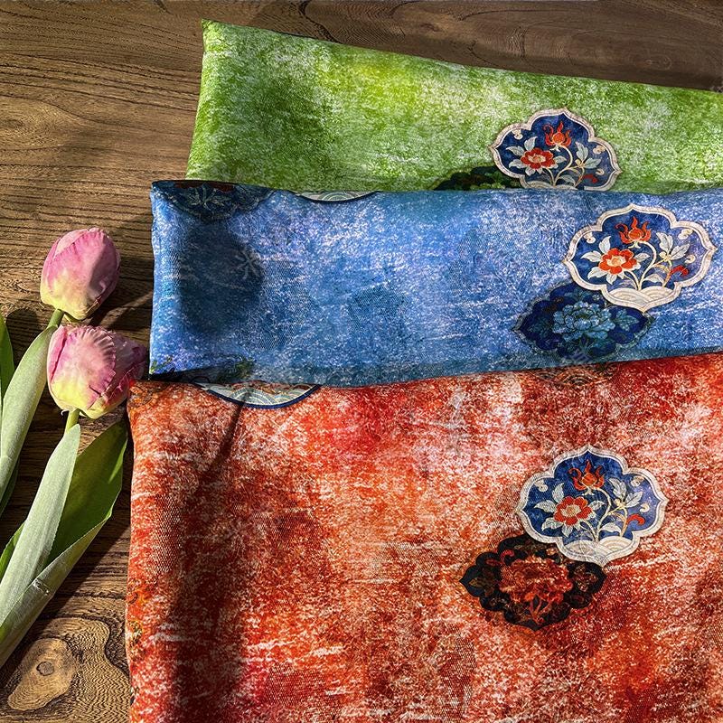 Dragon Phoenix Jacquard Rayon Silk Fabric ��"W, Luxurious Quilting Material