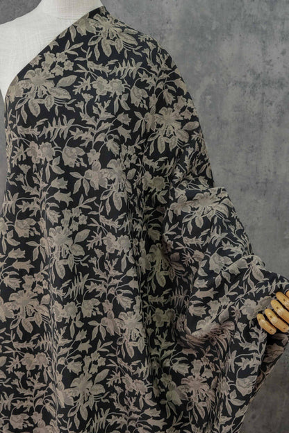 Black Floral Jacquard Fabric: Luxury Woven Dress Material (55" Wide)