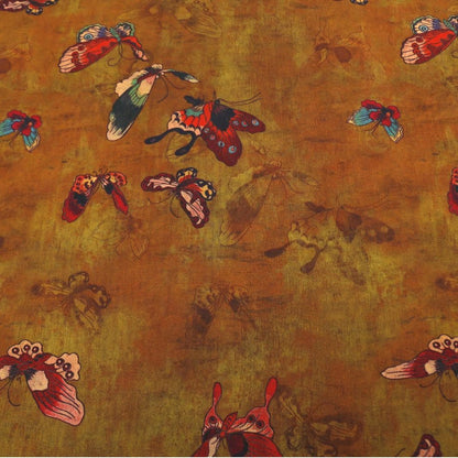 Butterfly Print Tea Silk Satin Fabric - 59"W Upholstery & Costume