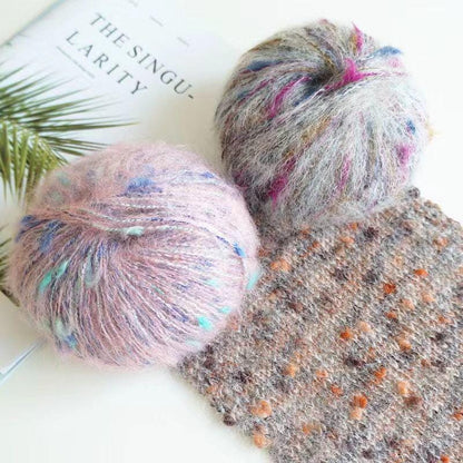 Fil de soie mohair arc-en-ciel : Teint à la main, épaisseur dentelle (50 g/100 m)