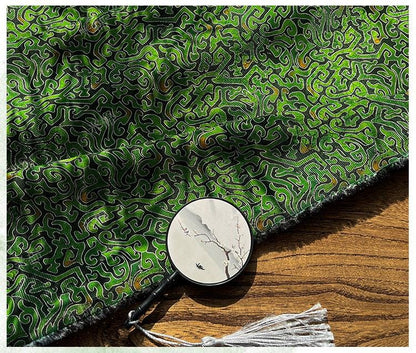 100% Rayon green Jacquard Xiangyun Brocade Fabric: 59"W Upholstery & Costume