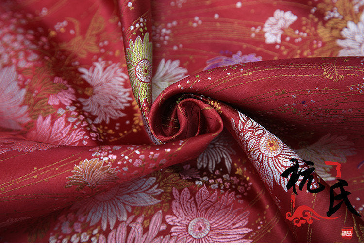 Chrysanthemum Damask Jacquard Brocade Fabric: Kimono Sewing Material