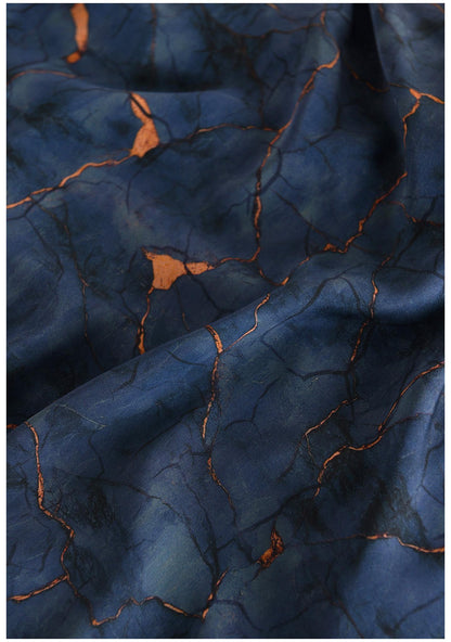 Deep Blue Shattered Clouds Cotton Sateen Fabric: 55" Wide, Drapery, Upholstery