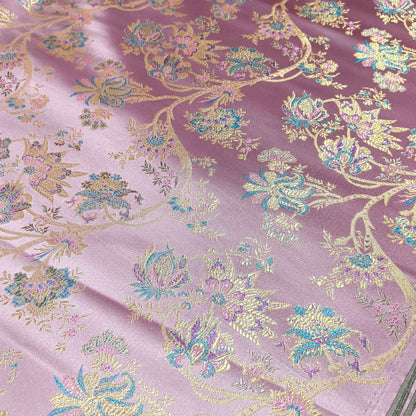 Tissu brocart floral rose : matériau de couture en rayonne de 150 cm de large