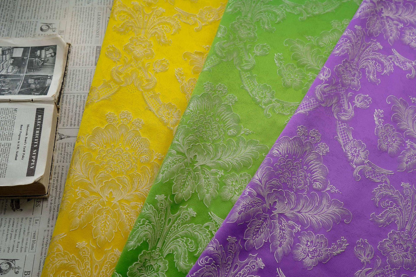 Embossed Rose Jacquard Fabric ��" Wide Polyester Blend