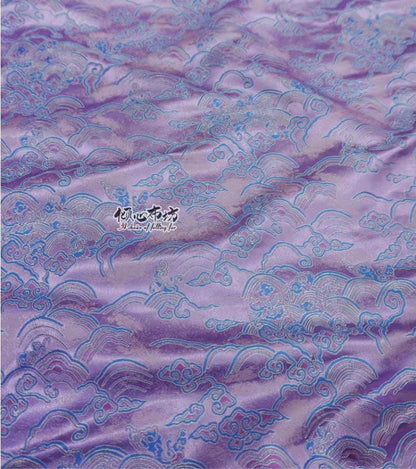 Lilac Rayon Brocade Fabric: Sea of Clouds & Waves (29.5"W)