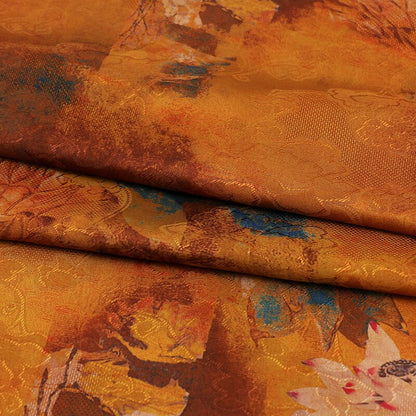 Botanical Print Fabric: Red Cloud Yarn, Floral Upholstery, 59" Wide