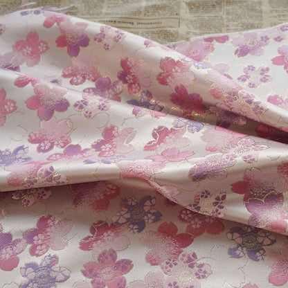 Sakura Silk Brocade Fabric: Japanese Floral Decor, 65" Wide