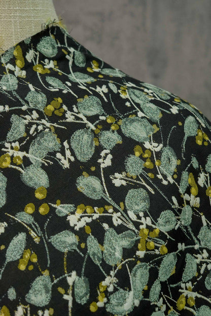 Tissu jacquard tissé à motif floral : revêtement d'ameublement réversible rétro, couture DIY - 140 cm de large