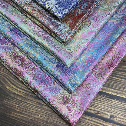 Peacock Feather Brocade Fabric: Magenta Floral Chinese Silk Rayon Blend