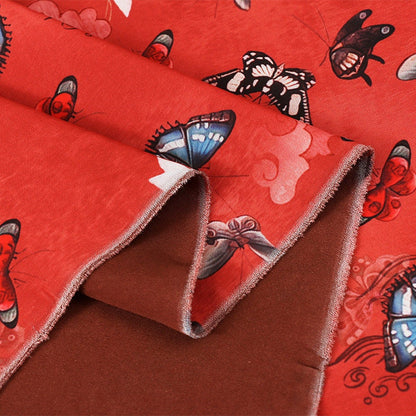 Butterfly Print Silk Satin Fabric - 59" Wide - Sewing & Upholstery