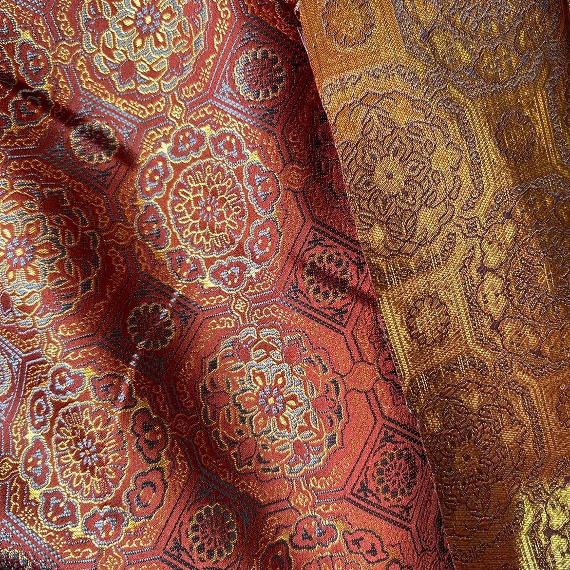 Japanese Kinran Brocade Fabric: Kimono, Geisha Bowknot, Upholstery (59"W)