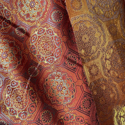 Japanese Kinran Brocade Fabric: Kimono, Geisha Bowknot, Upholstery (59"W)