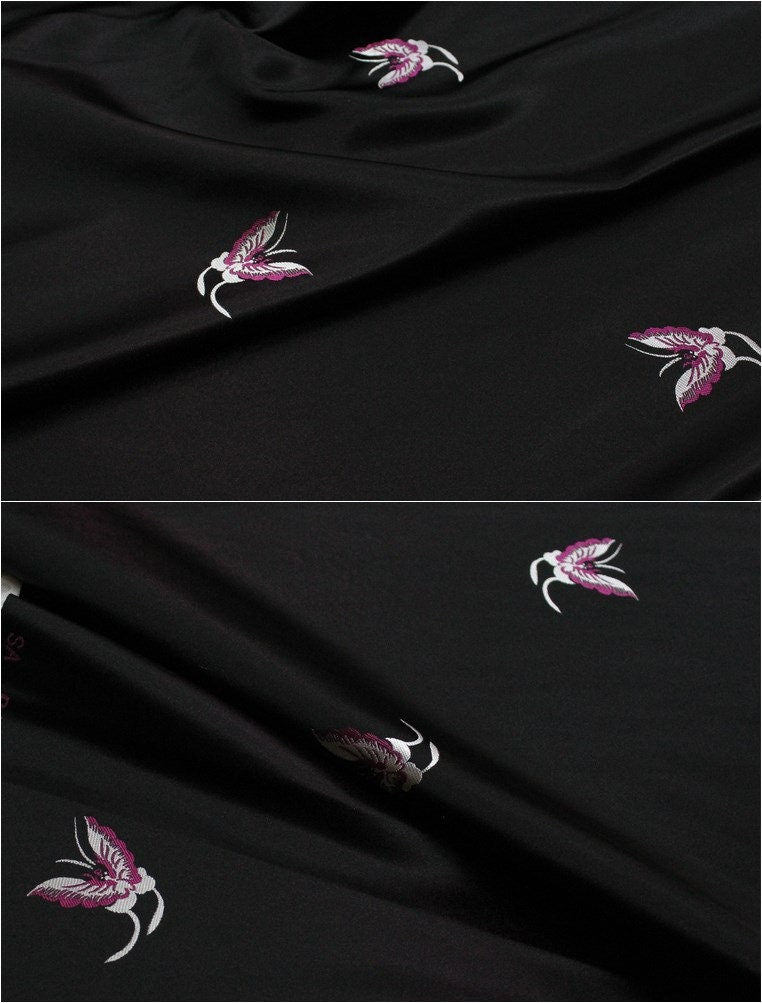 Butterfly Floral Silk Brocade Fabric: Elegant Cheongsam Qipao Sewing Material