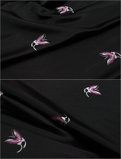 Butterfly Floral Silk Brocade Fabric: Elegant Cheongsam Qipao Sewing Material