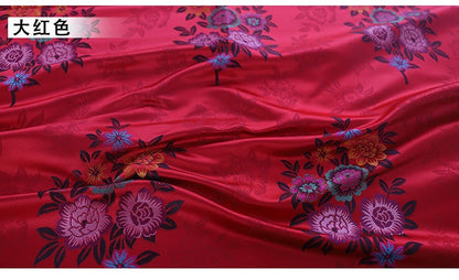 Tissu brocart jacquard à motifs floraux : rayonne rouge (matériel de couture)