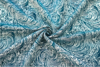 Tissu jacquard à fil argenté : revêtement d’ameublement à texture 3D, 157 cm de large