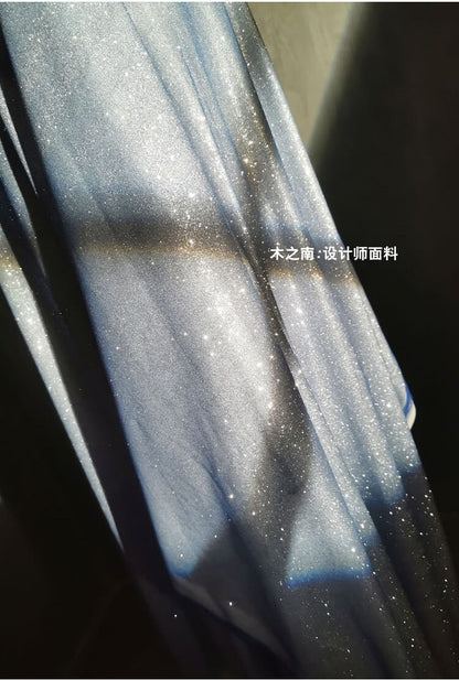 Gradient Galaxy Knitted Mesh Fabric, Silver Glitter, 59"W