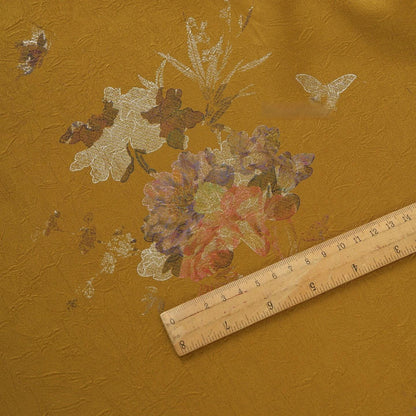 Tissu jacquard à motifs floraux dorés : acétate brillant pour la confection de vêtements