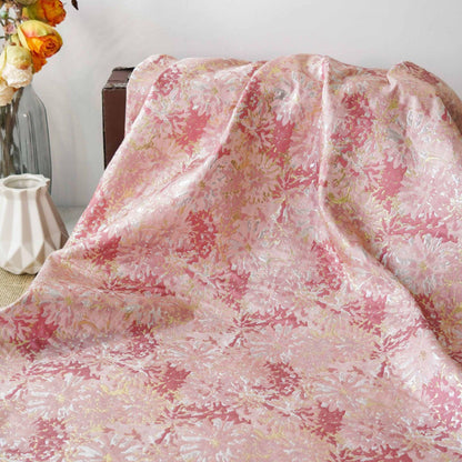 Gold Thread Woven Jacquard Fabric: 3D Shimmering Embossed Floral (59"W, By The Meter)