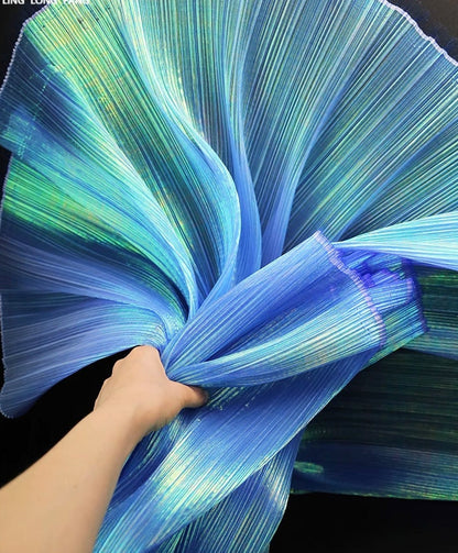 Crinkled Pleated Organza Fabric: 57" Wide Stiff Texture