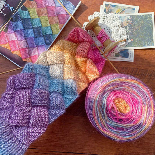 Fil de soie mohair teint à la main arc-en-ciel : pelote de laine à tricoter dentelle