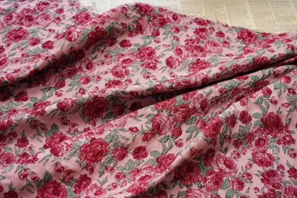 Red Rose Floral Brocade Fabric ��� Embossed Jacqua" Wide
