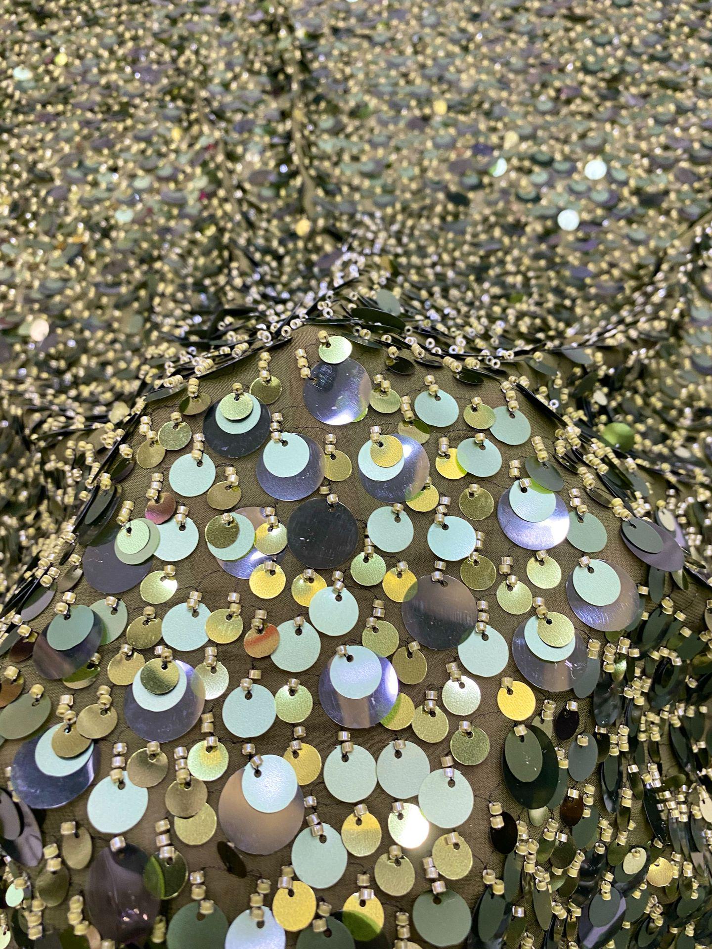 Beaded Sequin Chiffon Fabric: Elegant Party Dress Material (49" Wide)