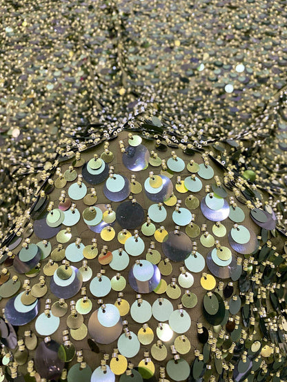 Beaded Sequin Chiffon Fabric: Elegant Party Dress Material (49" Wide)
