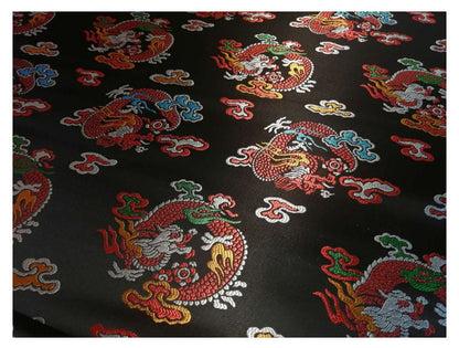Dragon Brocade Fabric: Multicolor Chinese Rayon, 29.5" Wide