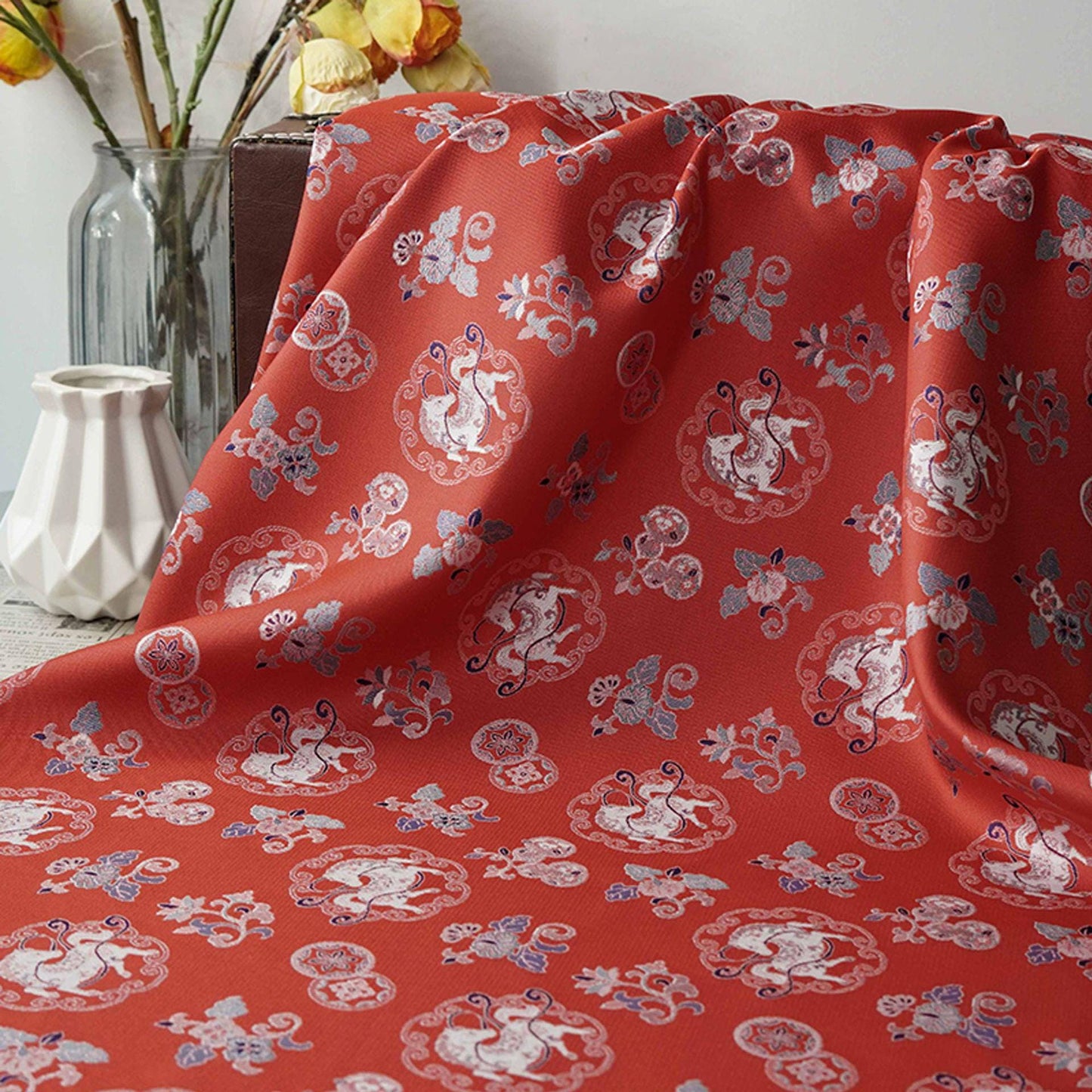 Auspicious Floral Brocade Fabric - Chinese Qipao Cheongsam Material
