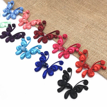 Satin Butterfly Knot Button: Cheongsam Sewing Fastener (Pair)
