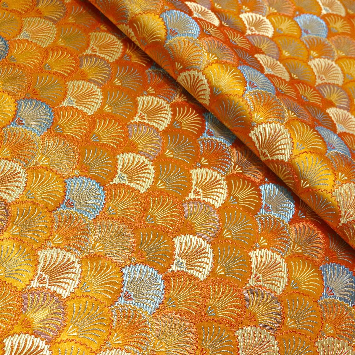 Japanese Shell Kinran Fabric: Rayon Jacquard Brocade (29.5"W)