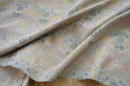 Gold Thread Brocade Fabric: Mongolian Tibetan Style, 59" Wide