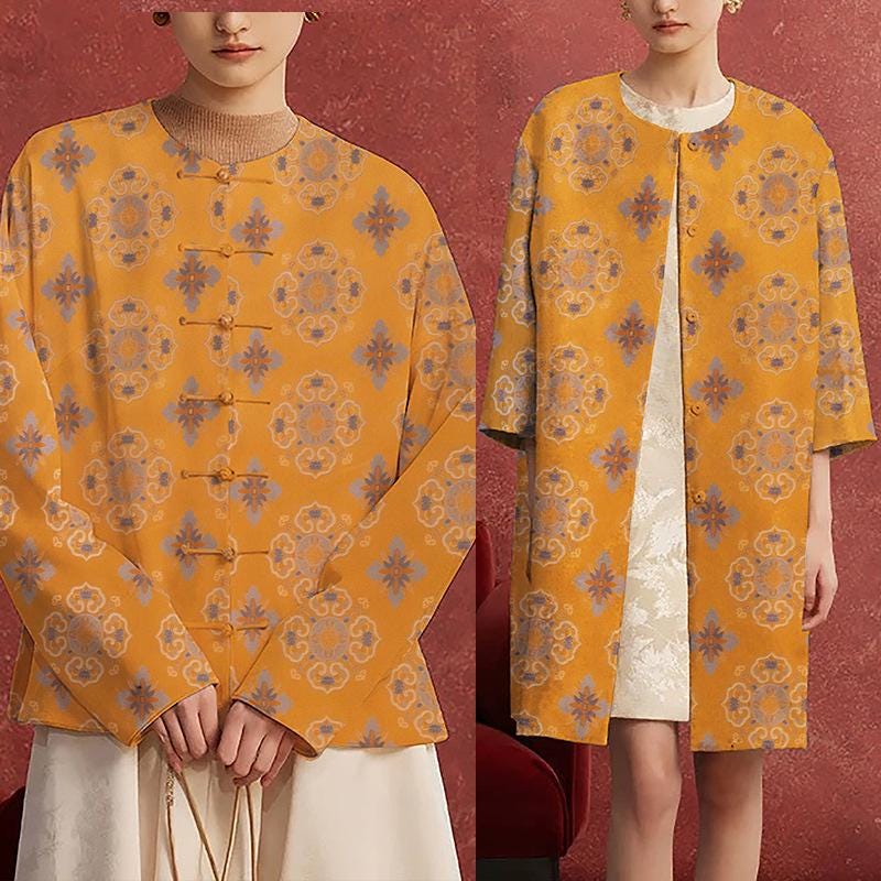 55"W Tibetan Damask Jacquard Fabric: Buddhism Decor, Costume, Upholstery - By The Meter