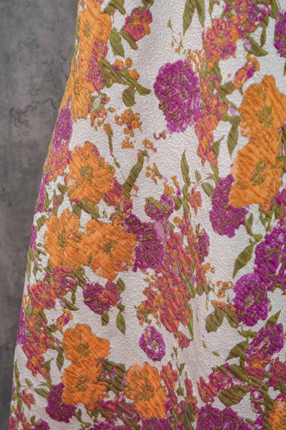 Floral Embroidered Jacquard Fabric: French Country Style Upholstery Sewing Material