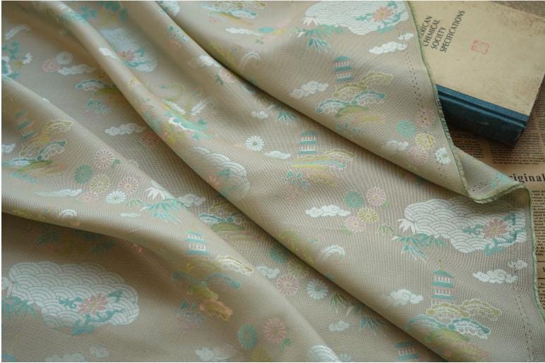 Japanese Brocade Fabric: Silky Upholstery, Costume, Decor - 55"W