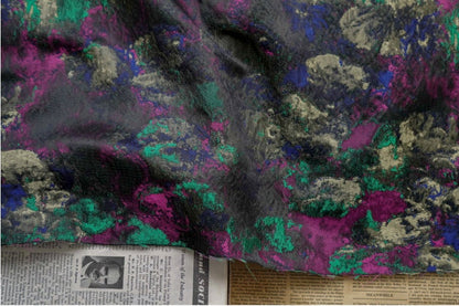 Embossed Jacquard Fabric: Retro Dark Green Bronzing Metallic Designer Fabric