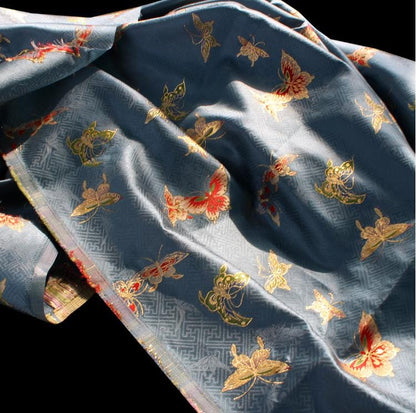 Butterfly Gold Weaving Rayon Fabric: Mongolian Tibetan Pattern, 58"W
