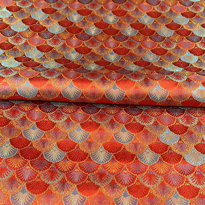 Japanese Shell Kinran Brocade Fabric: Elegant Silk Jacquard (59" W)